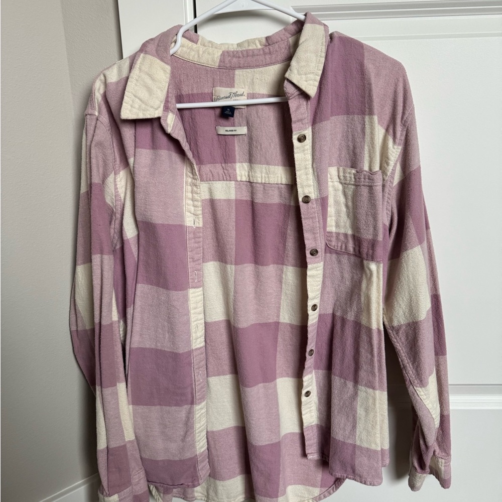 Universal Thread Lavender and Cream Plaid Shirt